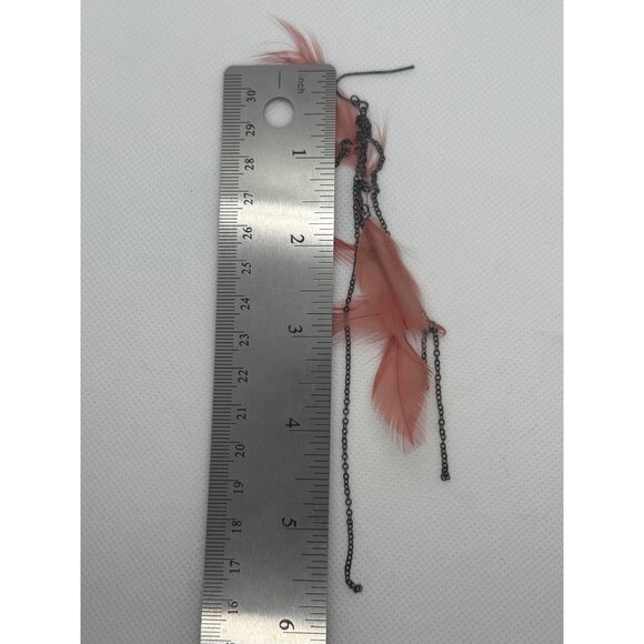 Long Dangling Feather Chain Earrings With Hook Closure - Picture 5 of 5